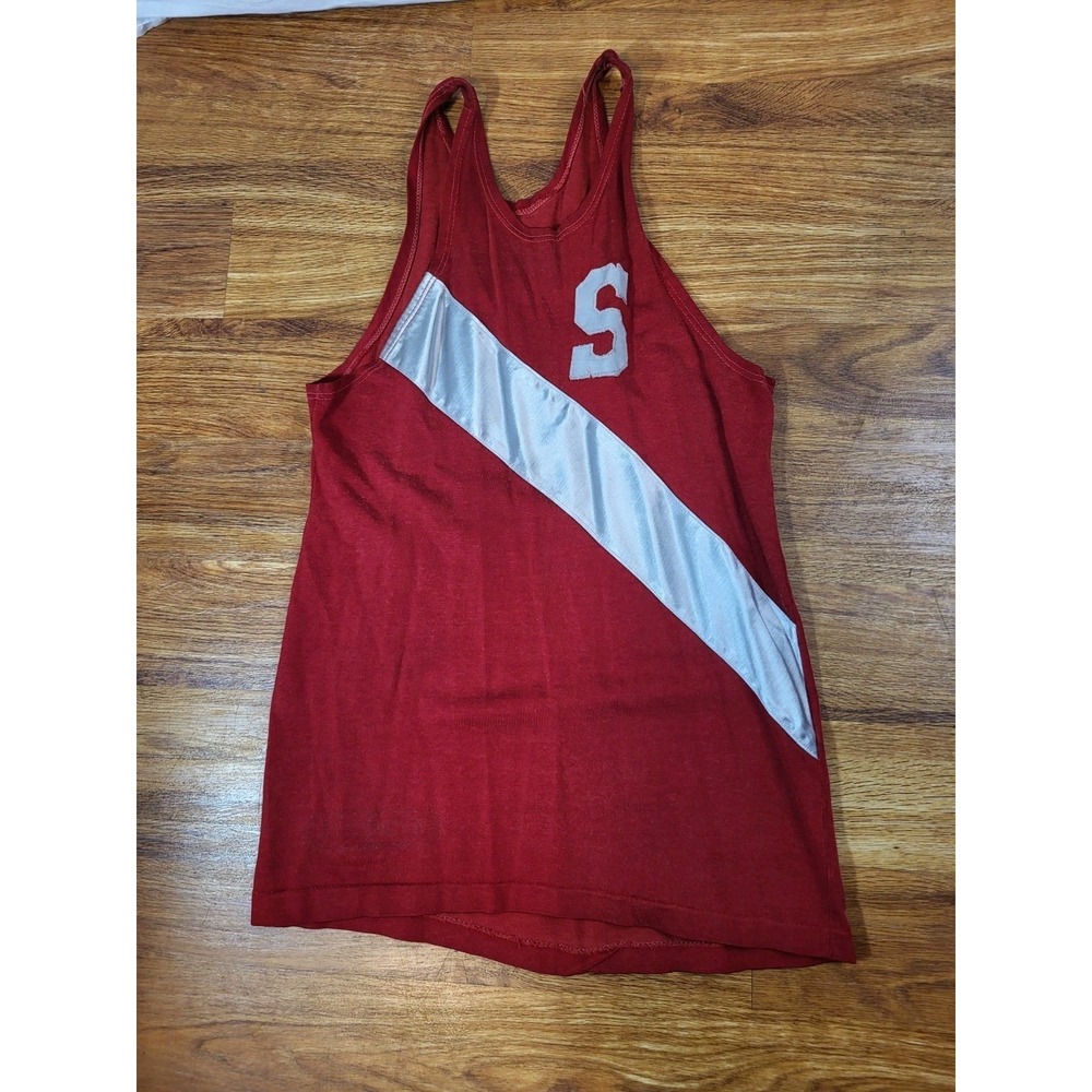 Vintage 1960s Red Heavyweight Tank Top Mens Size 40 Flaws